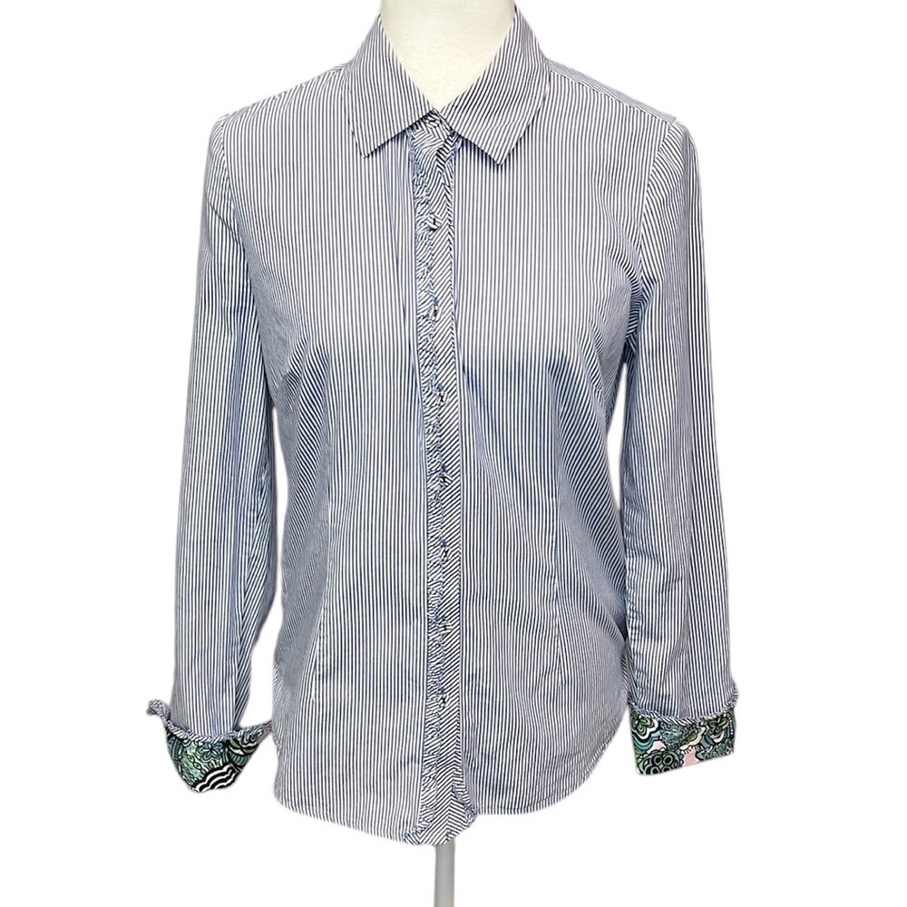 Lilly Pulitzer Ruffled Trim Blouse Blue